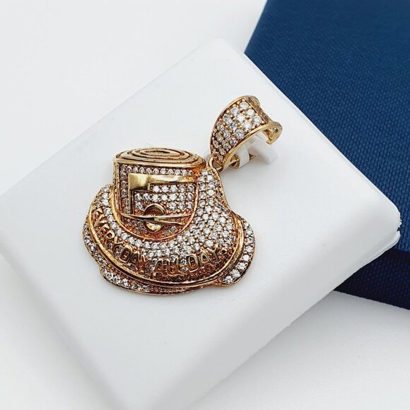 "14K Gold Plated Cubic Zircon Pendant, INUS1BR217 - Picture 4 of 9